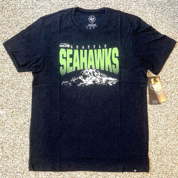 '47 Mens Seattle Seahawks T-Shirt Size L NFL Football Fan Tee Mt Ranier WA Blue - Picture 1 of 9